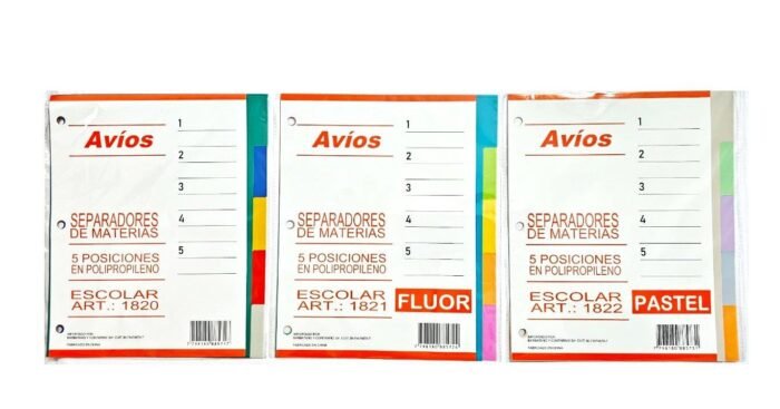 AVIOS SEPARADORES N°3 5 POSICIONES COLOR/FLUO/PASTEL