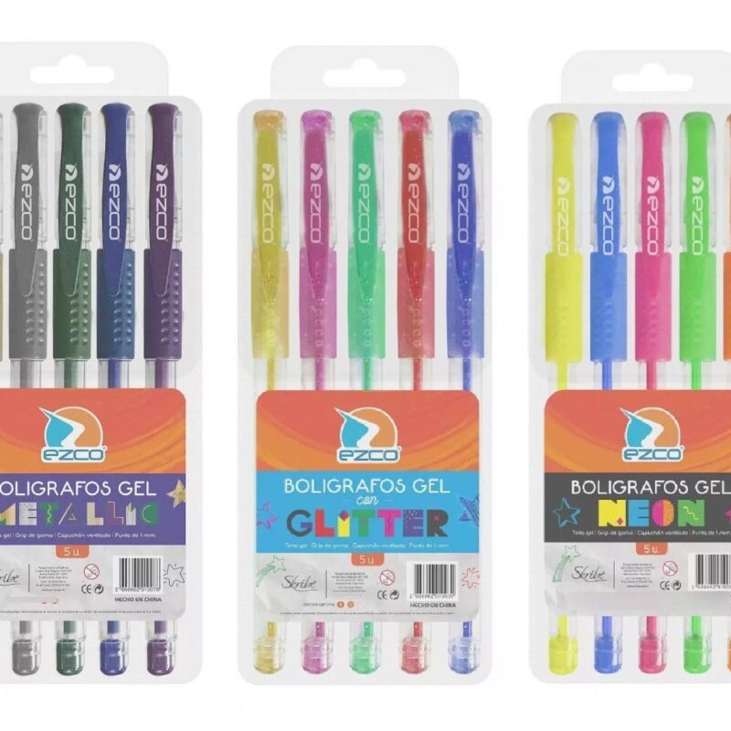 EZCO BOLIGRAFO GEL NEON/METALIC/GLITTER X5