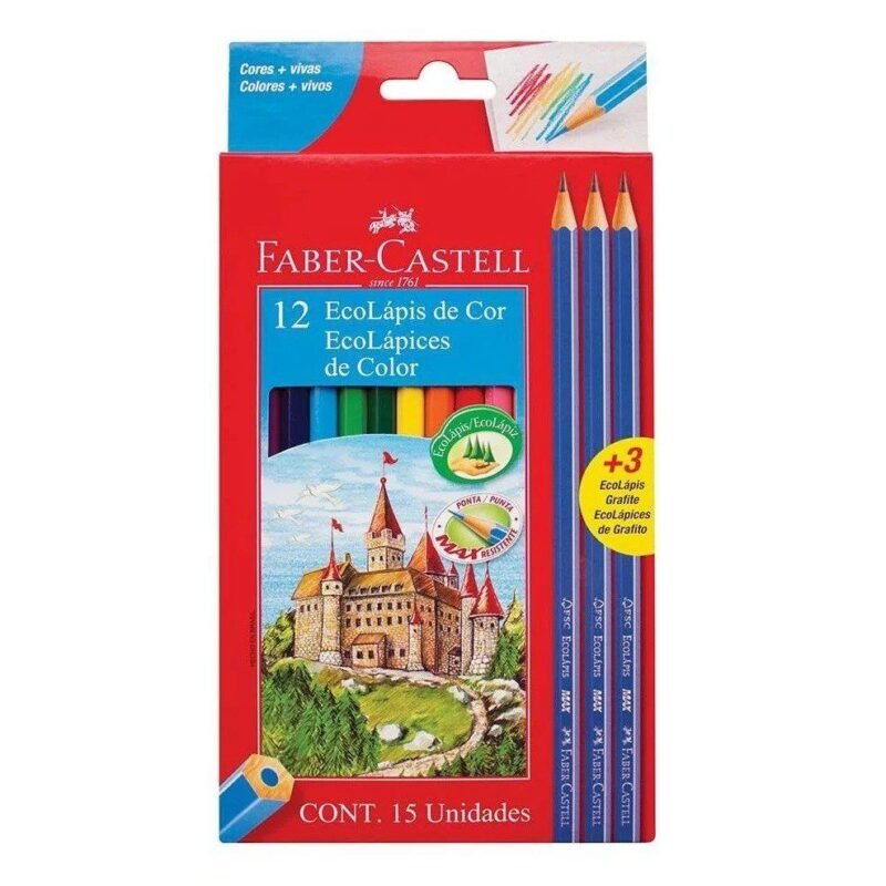 LAPIZ FABER CASTELL COLORES X12 + 3 GRAFITO