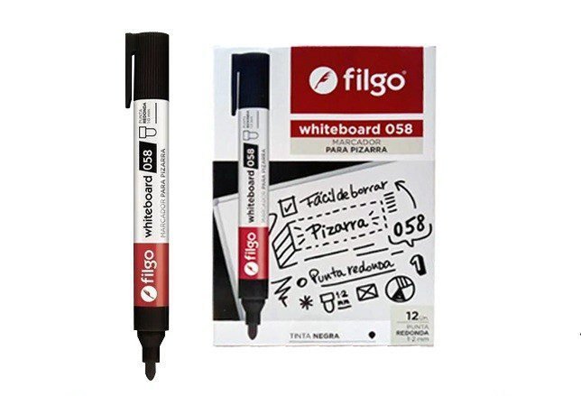 FILGO MARCADOR PIZARRA 058 P.REDONDA NEGRO X12