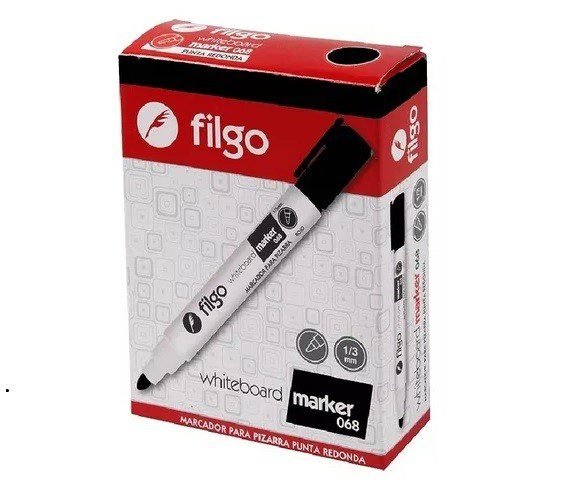 FILGO MARCADOR PIZARRA 068 P.REDONDA NEGRO X12