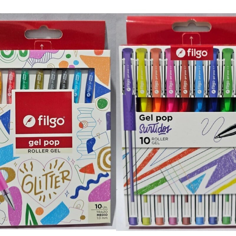 FILGO ROLLER GEL POP GLITTER/GEL SURT. X10