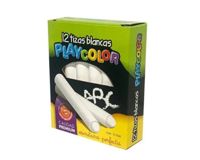 PLAYCOLOR TIZA BLANCA X12 CALIDAD PREMIUM