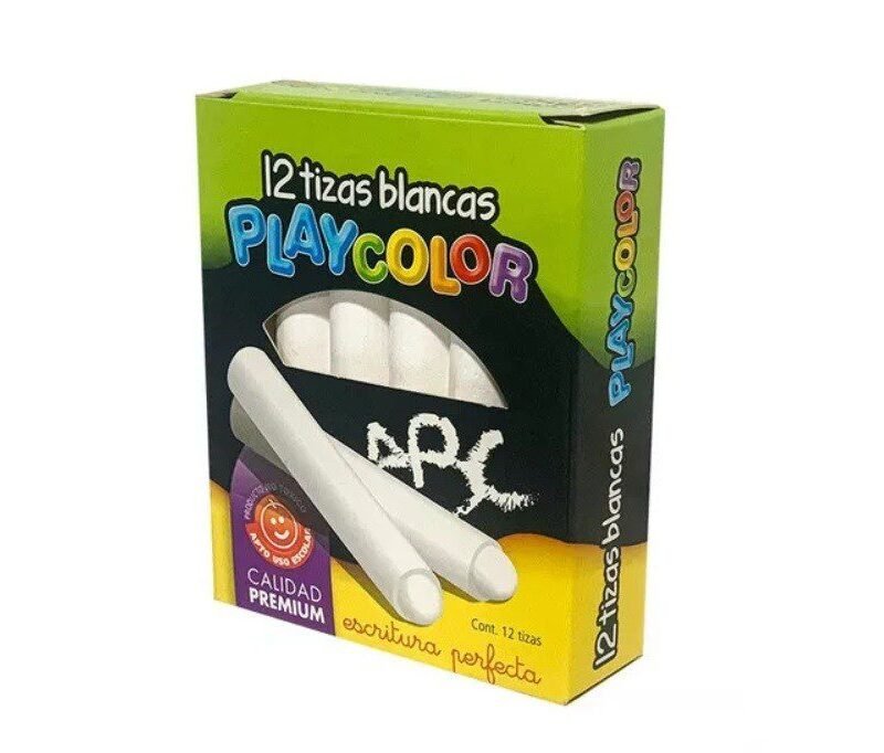 PLAYCOLOR TIZA BLANCA X12 CALIDAD PREMIUM