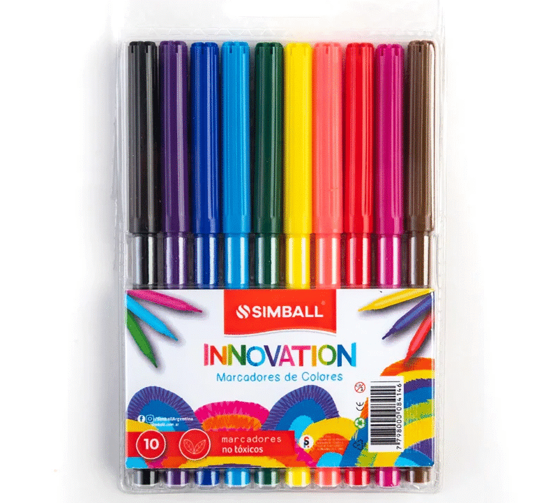 SIMBALL MARCADORES FIBRA DE COLORES X10