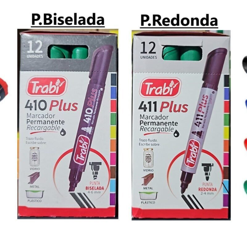 MARCADOR PERMANENTE TRABI P/R(411) Y P/B(410) X12