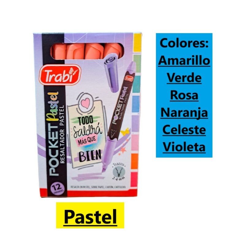 TRABI RESALTADOR POCKET PASTEL X12