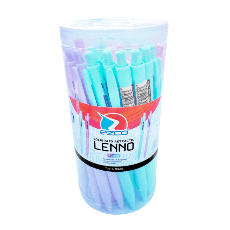 EZCO BOLIGRAFO RECTRÁCTIL LENNO 1MM(TINTA NEGRA/4 COLORES PASTEL/ESTUCHE PVC DE 36U