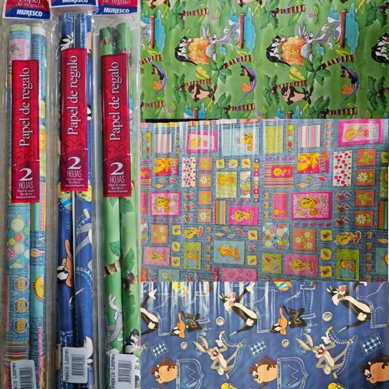 MURESCO BULTO Papel de regalo Blister de 2 hojas LOONEY TOONES 50x70cm
