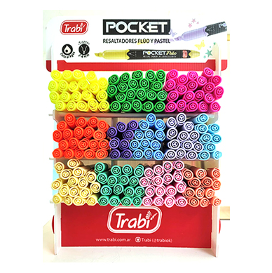 EXHIBIDOR TRABI 180 RESALTADOR FINO FLUO 90U+PASTEL 90U