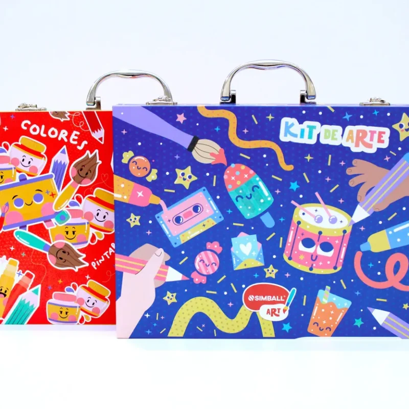 SET DE ARTE VALIJA SIMBALL AZUL Y ROJO X 48 PIEZAS