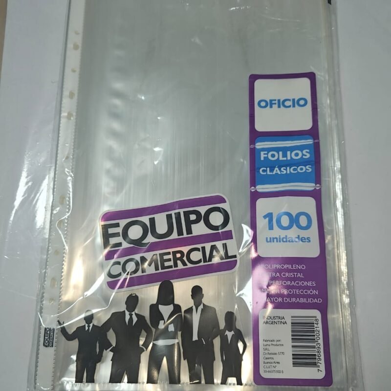 FOLIO LUMA OFICIO PLASTICO EQUIPO COMERCIAL X100 31-41