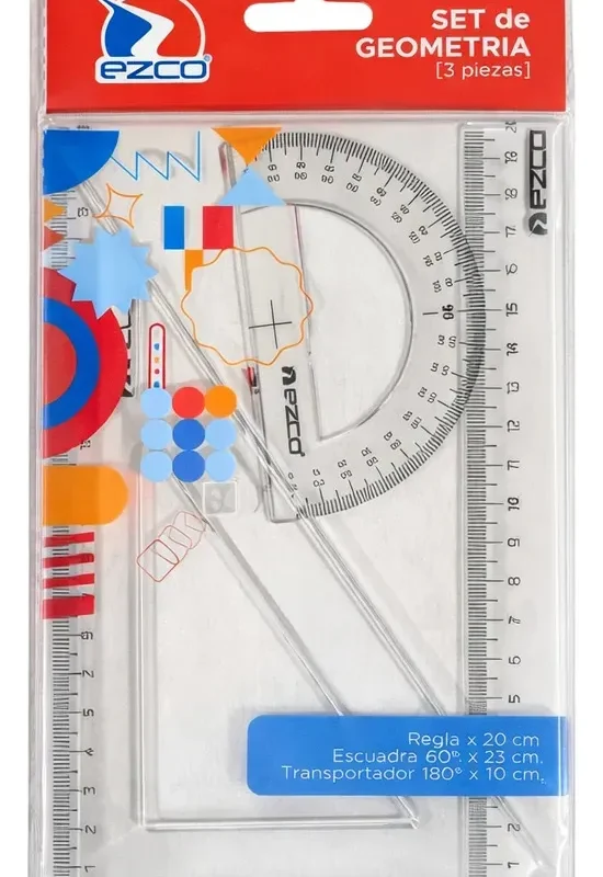 EZCO SET DE GEOMETRIA 3 PIEZAS 20CM