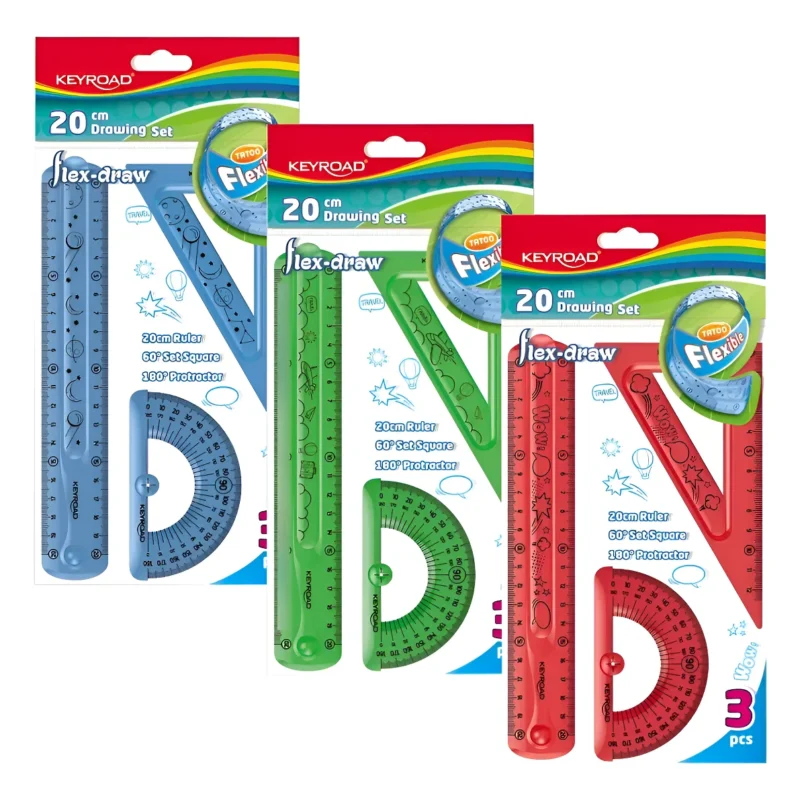 SET DE GEOMETRIA KEYROAD 3 PIEZAS FLEXIBLE