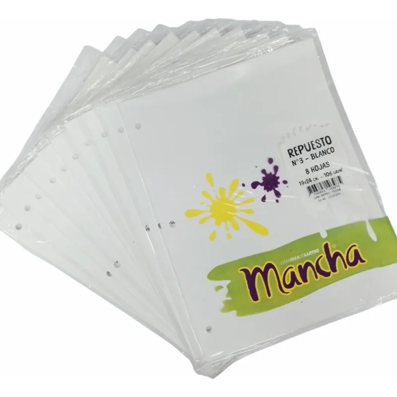 LUMA REPUESTO PAPEL DE DIBUJO MANCHA N3 BLANCO X8H