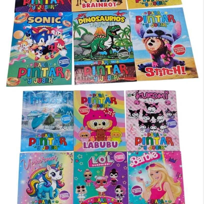 LIBRITOS PARA COLOREAR 16 PAGS Y STICKERS CON 16 TAPAS SURTIDAS (MULTIPLOS DE 16)