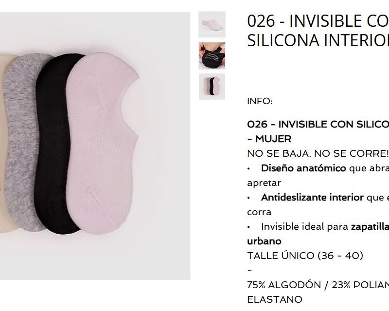 ELEMENTO INVISIBLE ANTIDESLIZANTE DAMA CON SILICONA LISO SURTIDO XDOC(026LSTU)