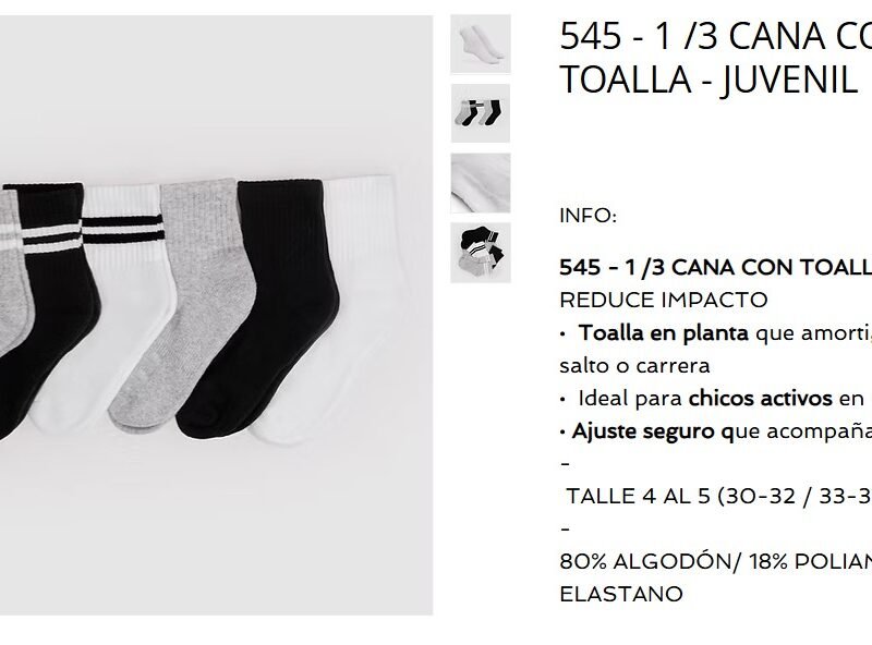 ELEMENTO MEDIA IMP CAÑA 1/3 JUVENIL CON TOALLA SURTIDO T4 XDOC(545JUVENIL.LST4)