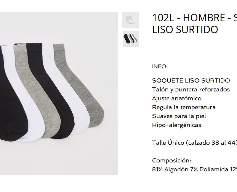 ELEMENTO SOQUETE HOMBRE LISO SURTIDO PACK X3- XDOC(102L-P3)